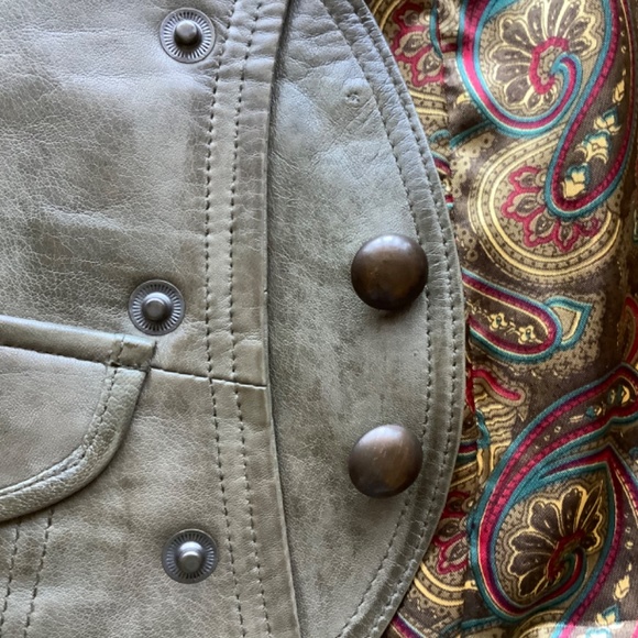 TASHA POLIZZI tan distressed leather moto style jacket Small - Picture 6 of 12